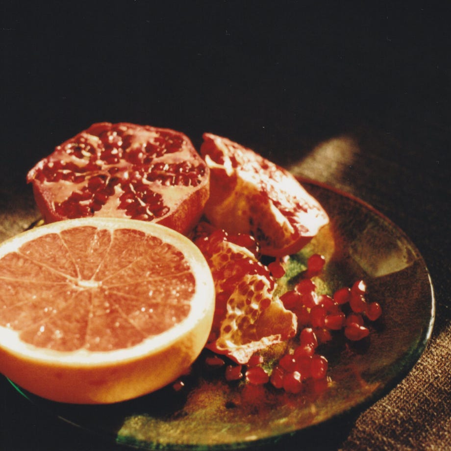 Grapefruit and Pomegranate on Plate